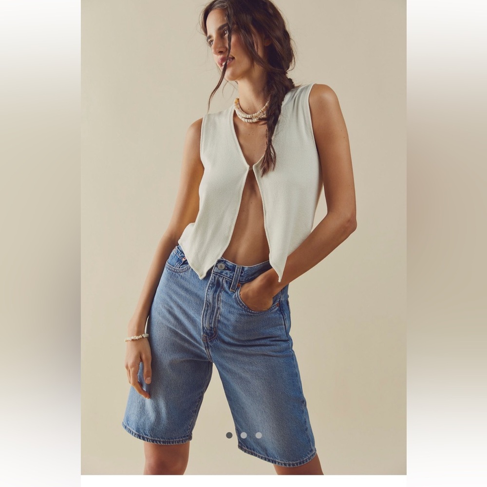 LNA Cream V-Neck Tank Top